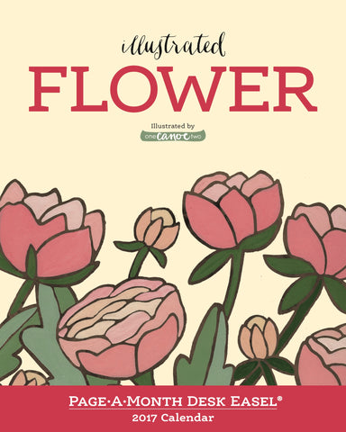 Illustrated Flower Page-A-Month Desk Easel Calendar 2017