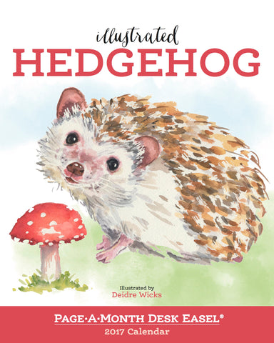 Illustrated Hedgehog Page-A-Month Desk Easel Calendar 2017
