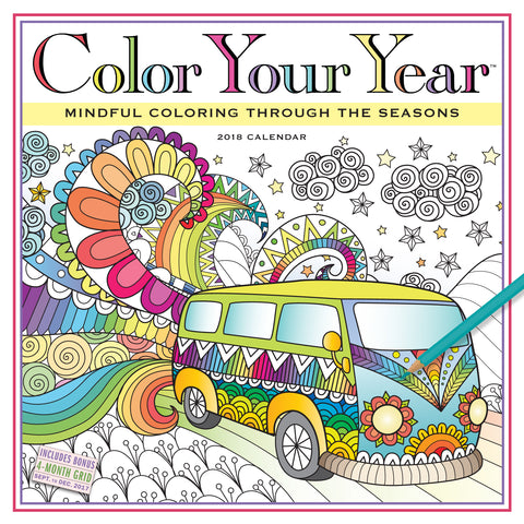 Color Your Year Wall Calendar 2018
