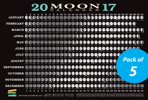 2017 Moon Calendar Card (5-pack)