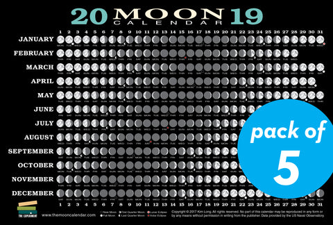 2019 Moon Calendar Card (5 pack)