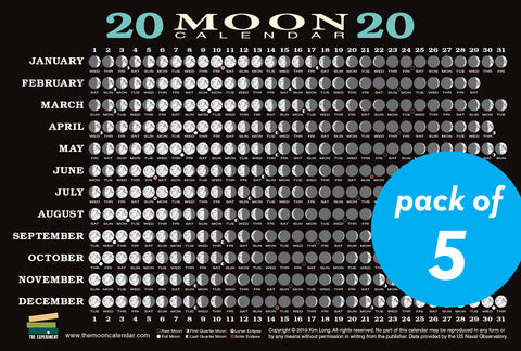 2020 Moon Calendar Card (5 pack)
